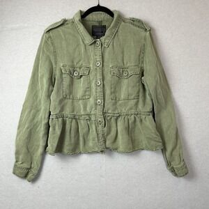 Sanctuary Olive Green Utility Jacket Sz L Gorpcore Field Coat Lightweight Safari